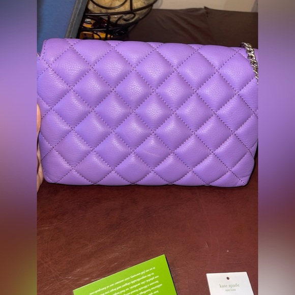 Kate Spade Purple Quilted Pale Gold Coast Meadow Shoulder Bag NWT full inclusion - Picture 6 of 15